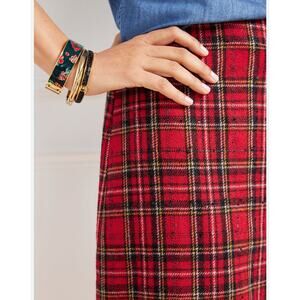 Talbots Red Tartan Skirt Womens 4 Sequin Plaid Wool Blend Straight holiday